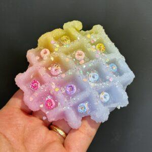 Galaxy Pastel Waffle Donut Squishy – slow-rising kawaii squishy toy with pastel colors and sparkly galaxy design