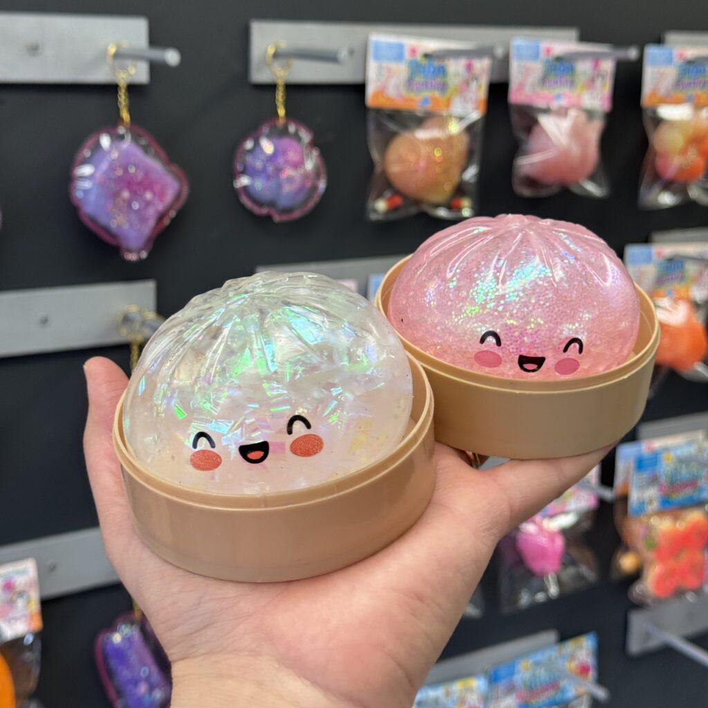 Kawaii dumpling squishy squeeze toy with glitter